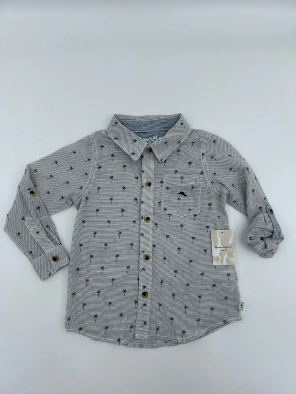 Tommy Bahama Kids Blue Palm-Print Button-Down Shirt 4T NWT - Picture 1 of 9